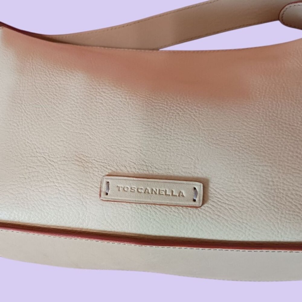 Toscanella Leather Shoulder Bag  Adjustable Strap & Zip Closure Butter yellow - Picture 3 of 10